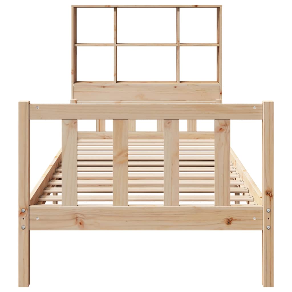 Bed met boekenkast zonder matras massief grenenhout 90x190 cm