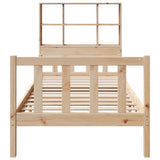 Bed met boekenkast zonder matras massief grenenhout 90x190 cm