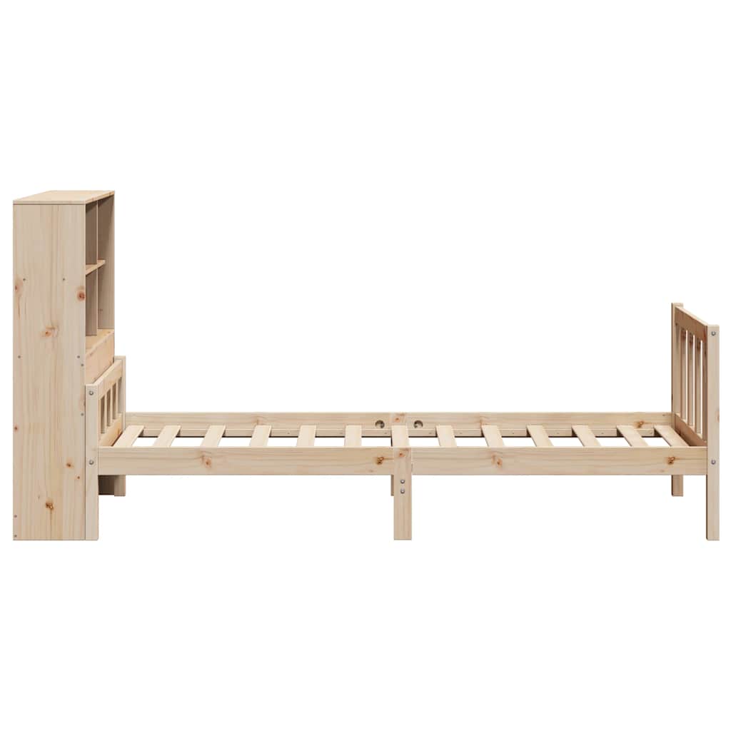 Bed met boekenkast zonder matras massief grenenhout 90x190 cm