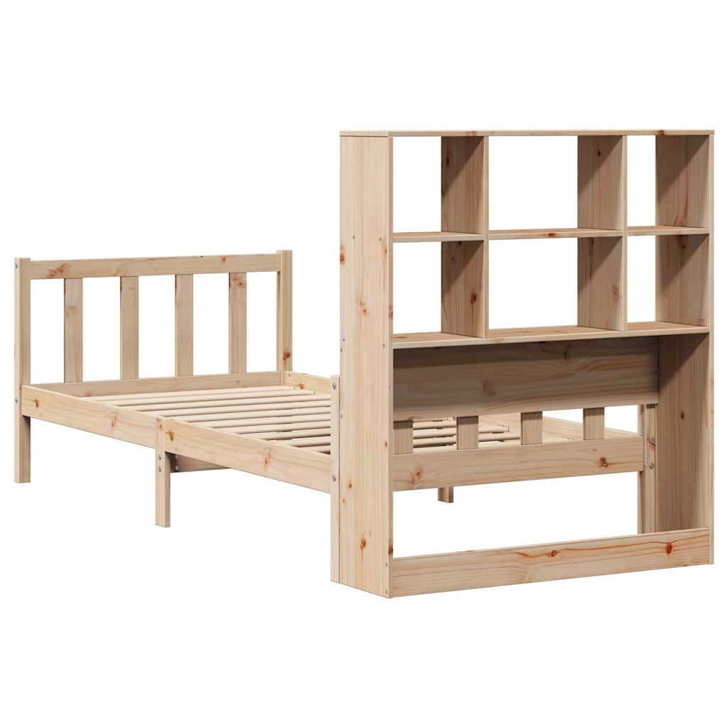 Bed met boekenkast zonder matras massief grenenhout 90x190 cm