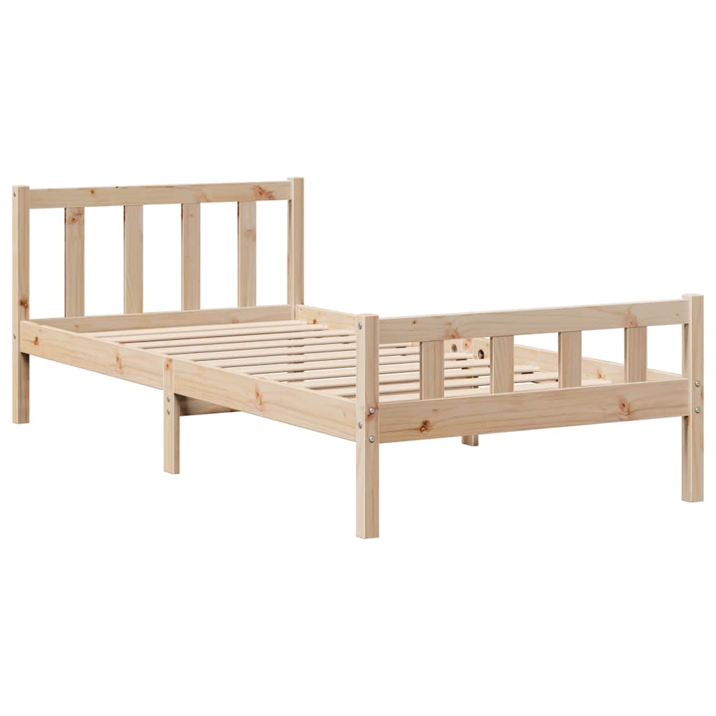 Bed met boekenkast zonder matras massief grenenhout 90x190 cm