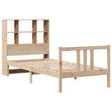 Bed met boekenkast zonder matras massief grenenhout 90x190 cm