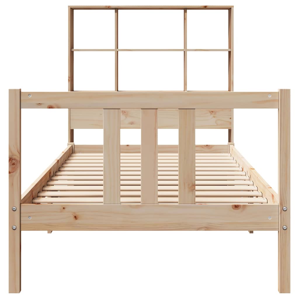 Bed met boekenkast zonder matras massief grenenhout 90x190 cm
