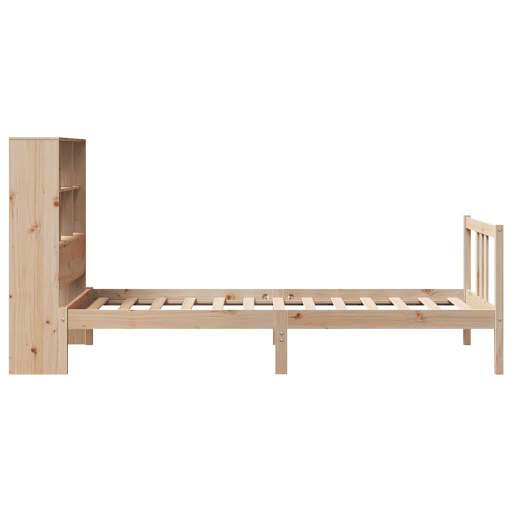 Bed met boekenkast zonder matras massief grenenhout 90x190 cm