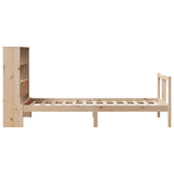 Bed met boekenkast zonder matras massief grenenhout 90x190 cm