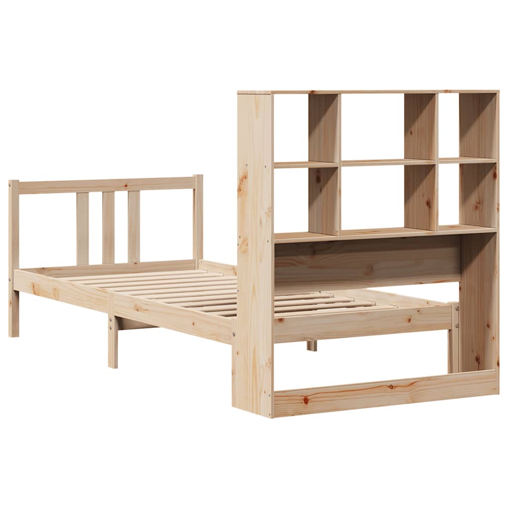 Bed met boekenkast zonder matras massief grenenhout 90x190 cm