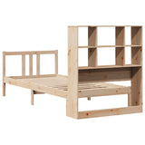 Bed met boekenkast zonder matras massief grenenhout 90x190 cm