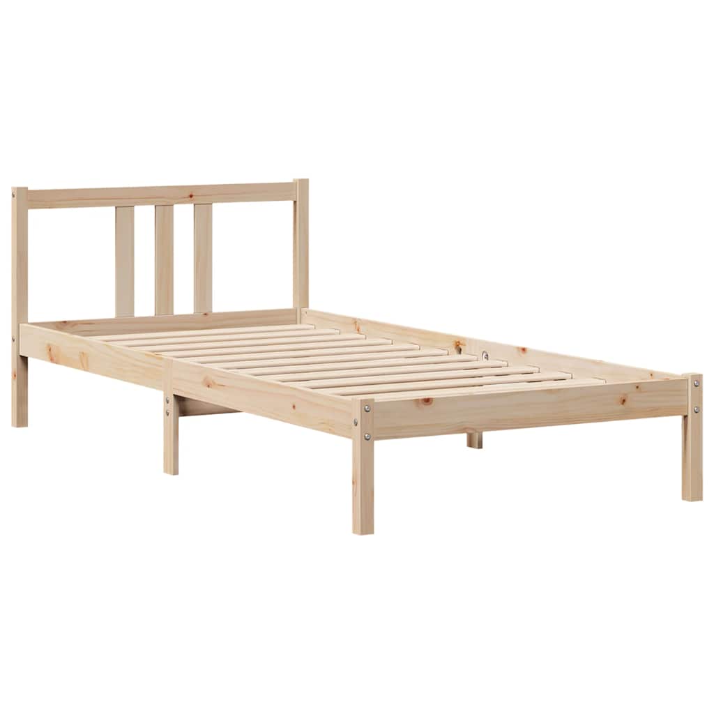 Bed met boekenkast zonder matras massief grenenhout 90x190 cm