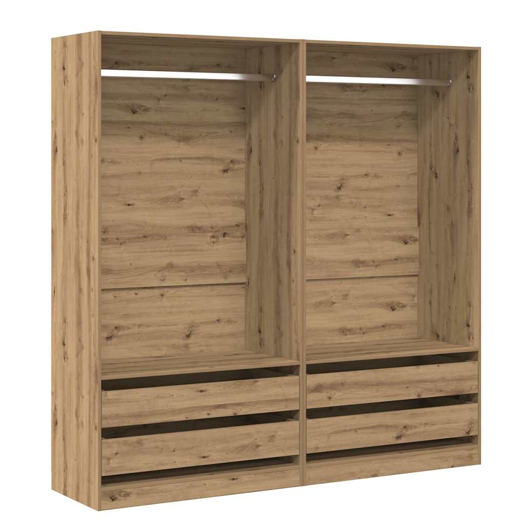 Kledingkast 100x50x200 cm bewerkt hout artisanaal eikenkleurig - AllerleiShop