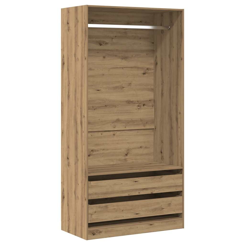 Kledingkast 100x50x200 cm bewerkt hout artisanaal eikenkleurig - AllerleiShop