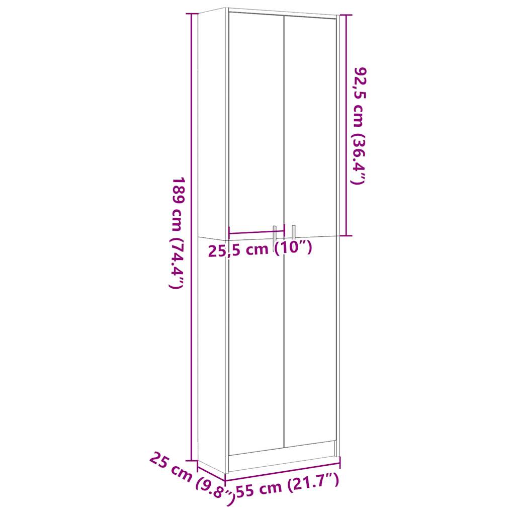 Gangkast 55x25x189 cm spaanplaat sonoma eikenkleurig - AllerleiShop