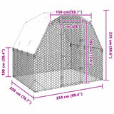 Kippenren met dak 2,5x2x2,25 m gegalvaniseerd staal