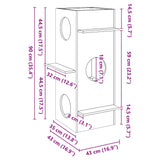 Kattenhuis 43x43x90 cm massief grenenhout wit