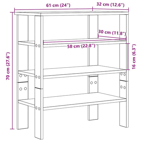 Schoenenrek 61x32x70 cm bewerkt hout wit - AllerleiShop