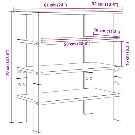 Schoenenrek 61x32x70 cm bewerkt hout zwart - AllerleiShop