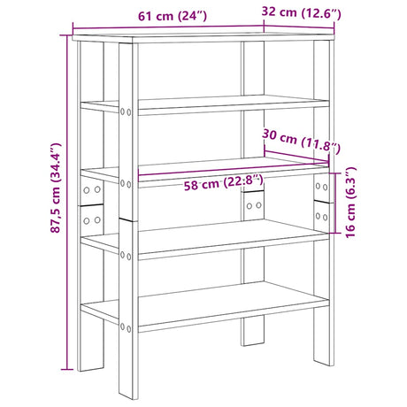 Schoenenrek 61x32x87,5 cm bewerkt hout wit - AllerleiShop