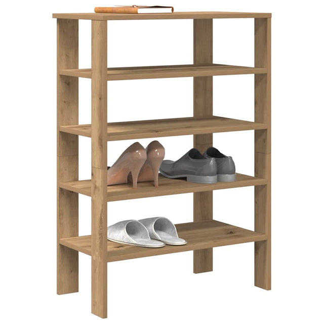 Schoenenrek 61x32x87,5 cm bewerkt hout artisanaal eikenkleur - AllerleiShop