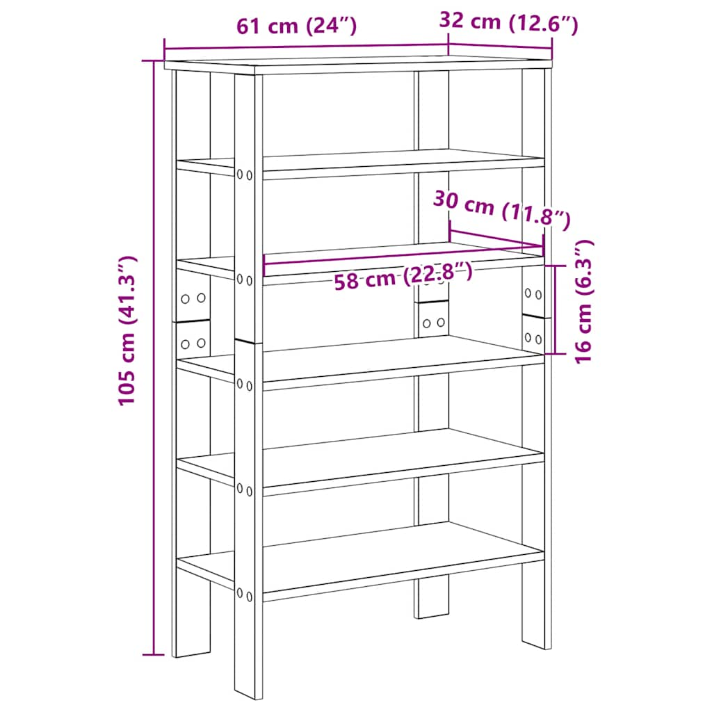 Schoenenrek 61x32x105 cm bewerkt hout wit - AllerleiShop