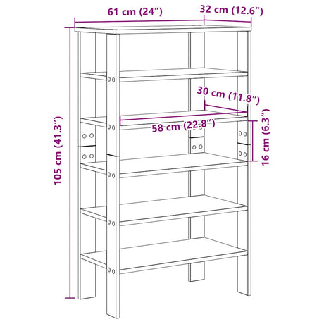 Schoenenrek 61x32x105 cm bewerkt hout wit - AllerleiShop