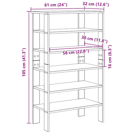 Schoenenrek 61x32x105 cm bewerkt hout betongrijs - AllerleiShop