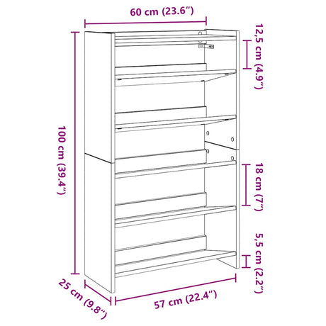 Schoenenrek 60x25x100 cm bewerkt hout wit - AllerleiShop