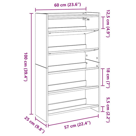 Schoenenrek 60x25x100 cm bewerkt hout zwart - AllerleiShop