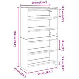 Schoenenrek 60x25x100 cm bewerkt hout bruin eikenkleur - AllerleiShop