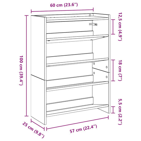 Schoenenrek 80x25x61,5 cm bewerkt hout wit - AllerleiShop