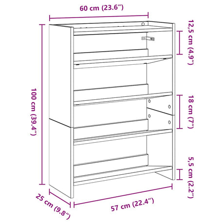 Schoenenrek 80x25x61,5 cm bewerkt hout sonoma eikenkleurig - AllerleiShop