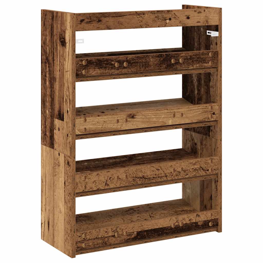 Schoenenrek 80x25x61,5 cm bewerkt hout oud houtkleurig - AllerleiShop