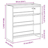 Schoenenrek 60x25x62 cm bewerkt hout gerookt eikenkleurig - AllerleiShop