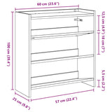 Schoenenrek 60x25x62 cm bewerkt hout grijs sonoma eikenkleurig - AllerleiShop