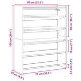 Schoenenrek 80x25x100 cm bewerkt hout wit - AllerleiShop