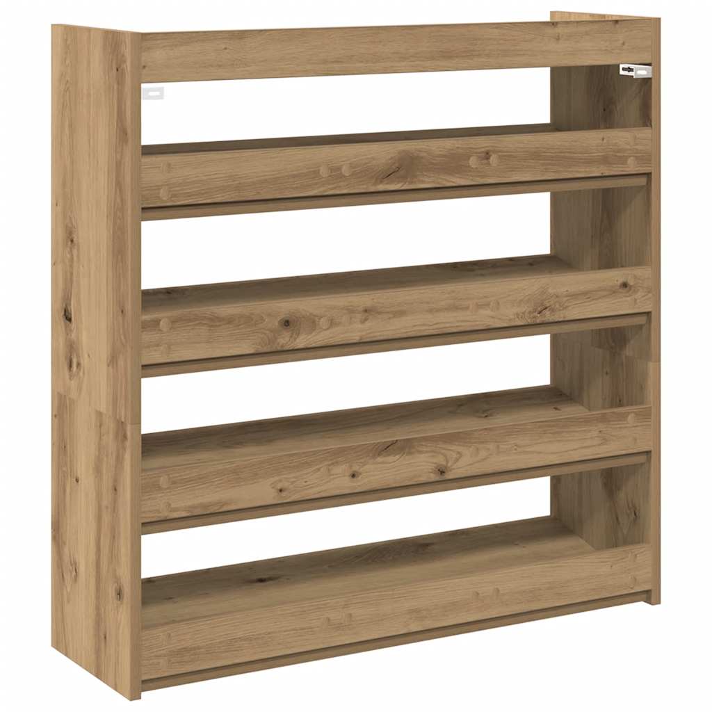 Schoenenrek 80x25x81 cm bewerkt hout artisanaal eikenkleur - AllerleiShop