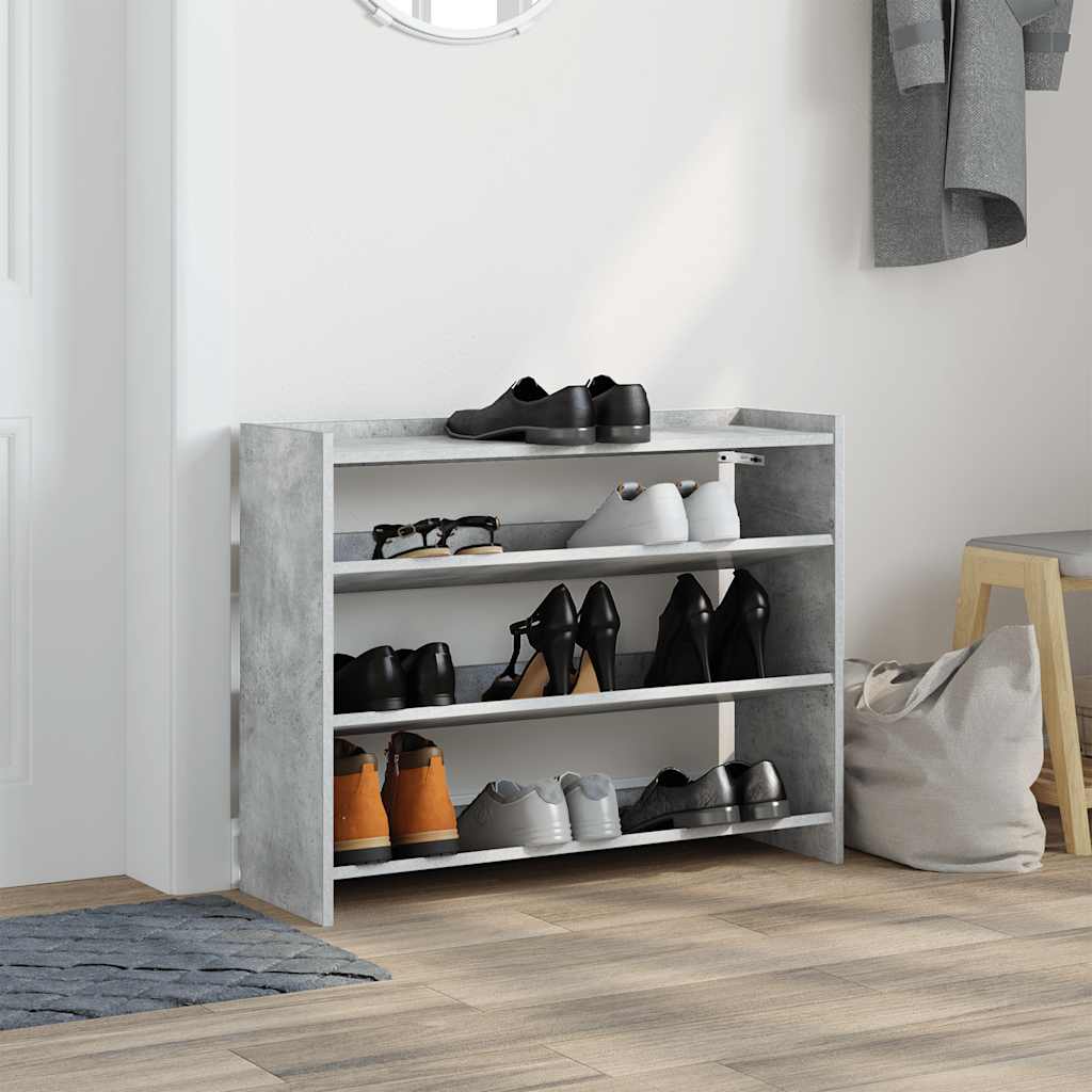 Schoenenrek 80x25x61,5 cm bewerkt hout betongrijs - AllerleiShop