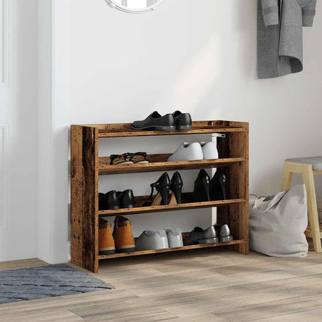 Schoenenrek 80x25x61,5 cm bewerkt hout oud houtkleurig - AllerleiShop