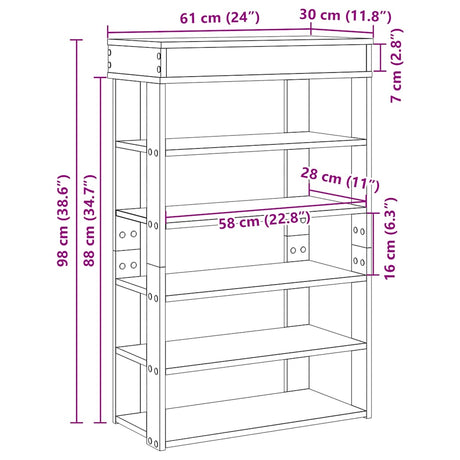 Schoenenrek 60x30x98 cm bewerkt hout wit - AllerleiShop