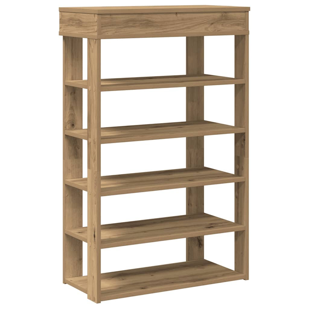 Schoenenrek 60x30x98 cm bewerkt hout artisanaal eikenkleur - AllerleiShop