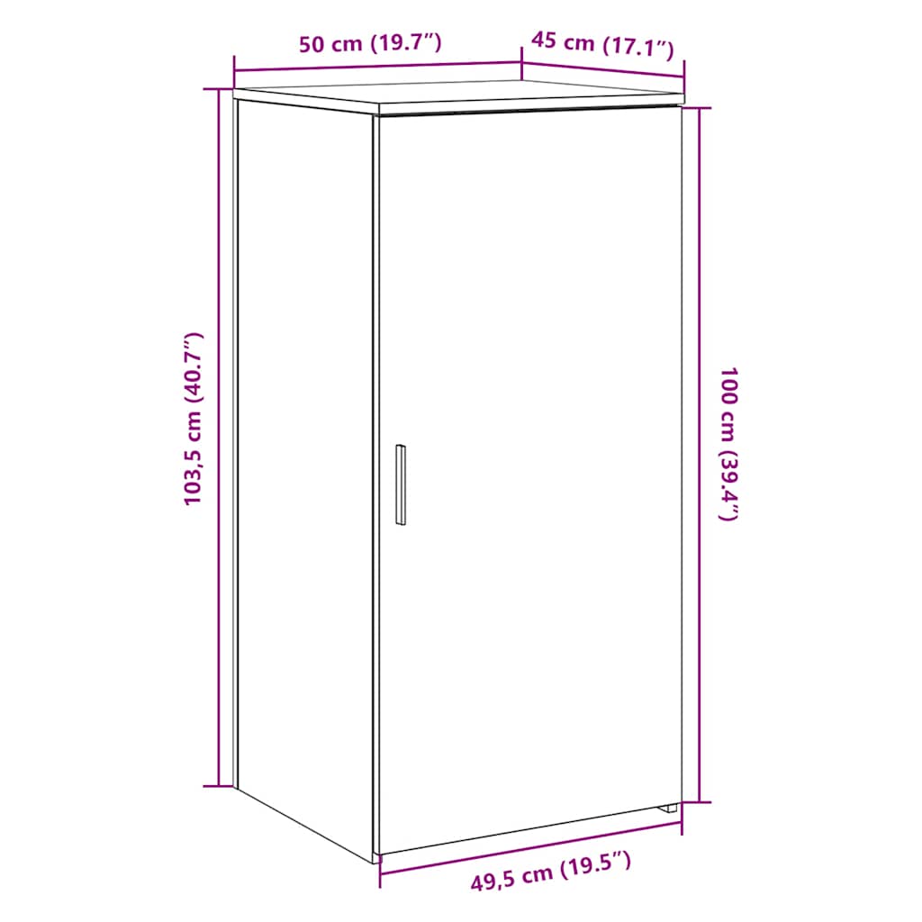 Opbergkast 50x45x103,5 cm bewerkt hout zwart