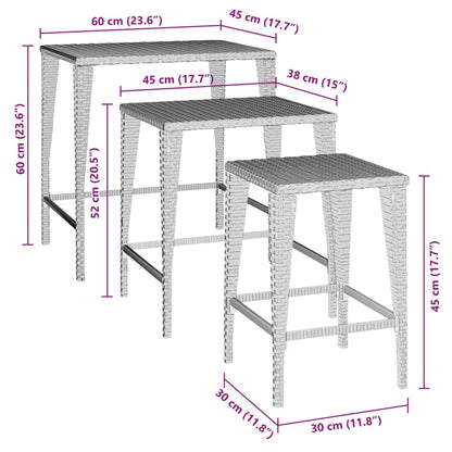 Tuintafeltjesset 3 st poly rattan bruin - AllerleiShop