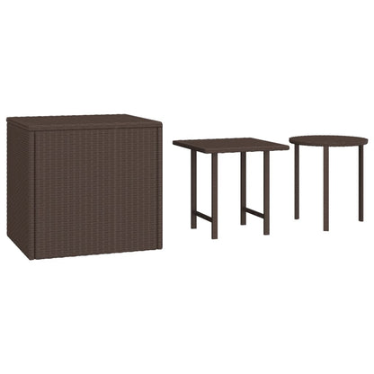 Tuinbijzettafels 3 st poly rattan bruin - AllerleiShop