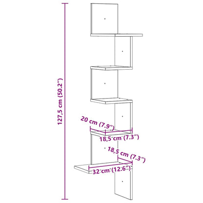 Hoekwandschap 32x32x127,5 cm bewerkt hout wit - AllerleiShop