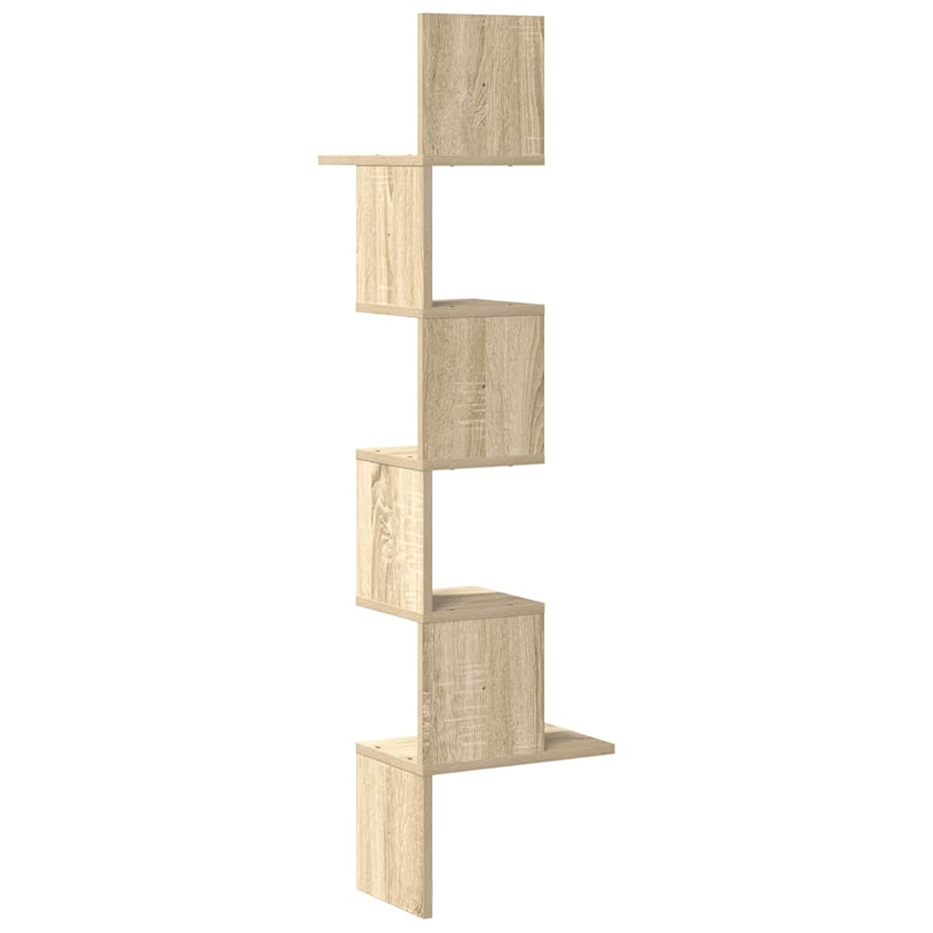 Hoekwandschap 32x32x127,5 cm bewerkt hout sonoma eikenkleurig - AllerleiShop