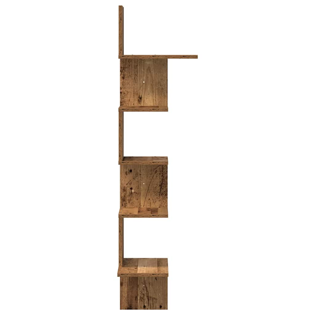 Hoekwandschap 32x32x127,5 cm bewerkt hout oud houtkleurig - AllerleiShop