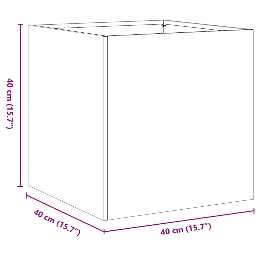 Plantenbak 40x40x40 cm koudgewalst staal antracietkleurig