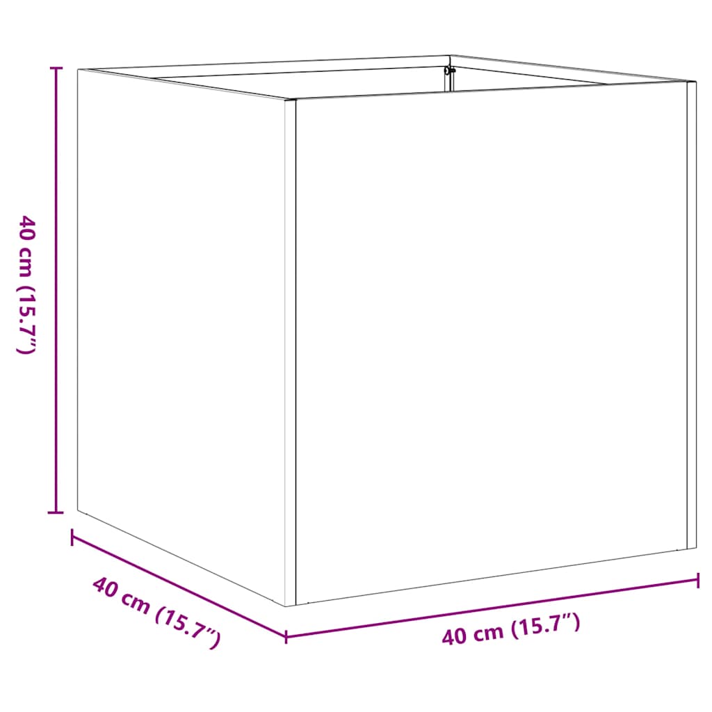 Plantenbak roestig 40x40x40 cm weervast staal