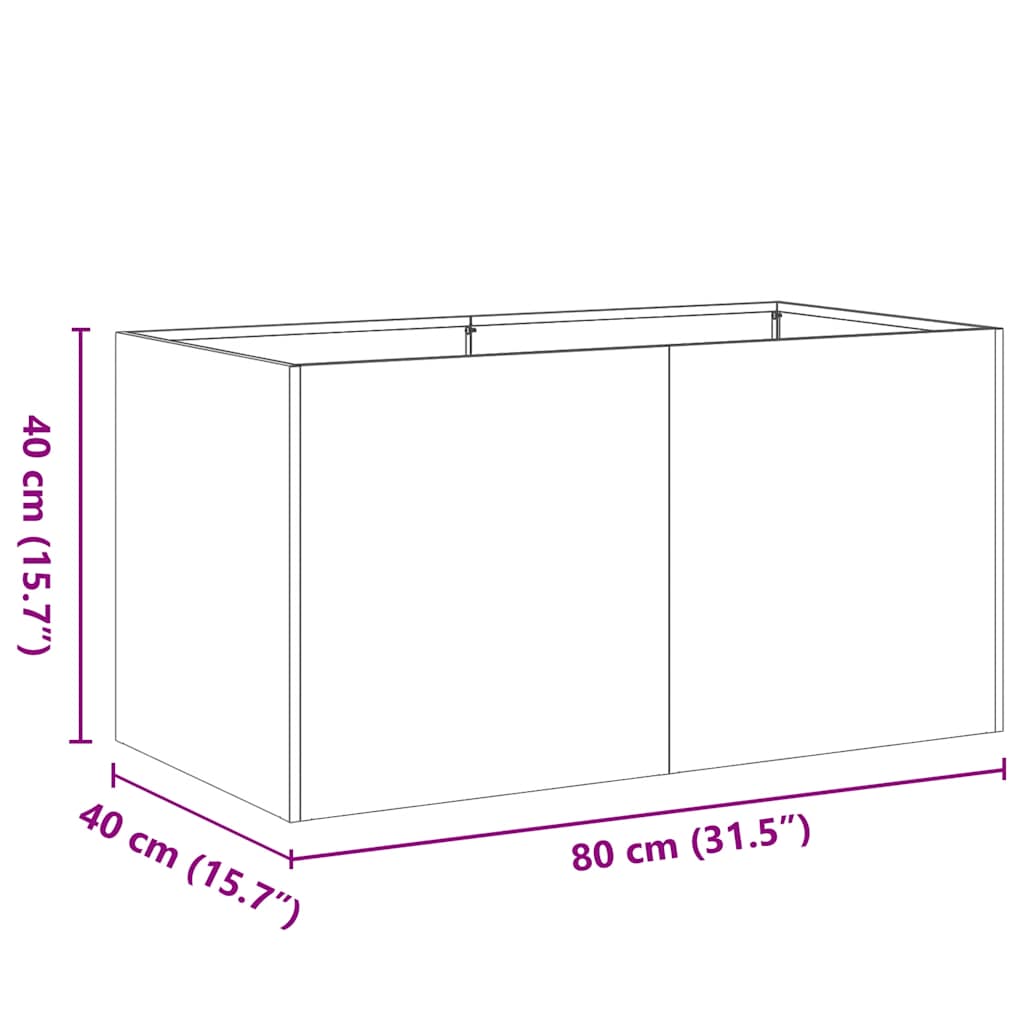 Plantenbak 80x40x40 cm koudgewalst staal olijfgroen