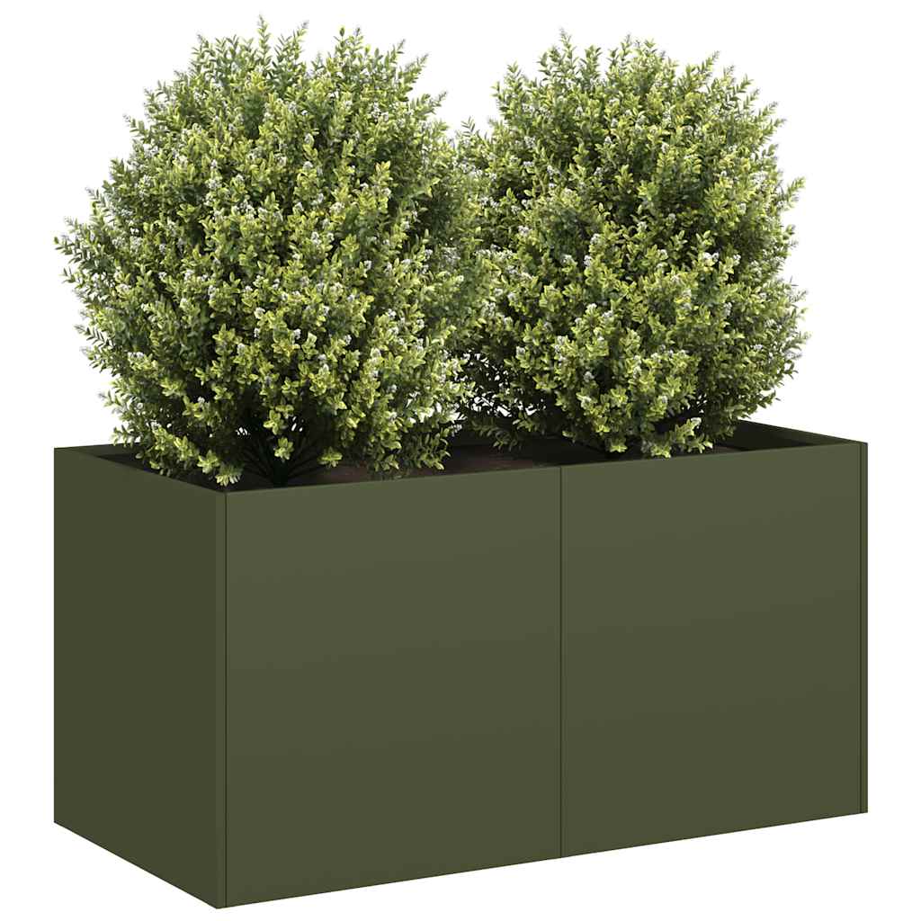 Plantenbak 80x40x40 cm koudgewalst staal olijfgroen