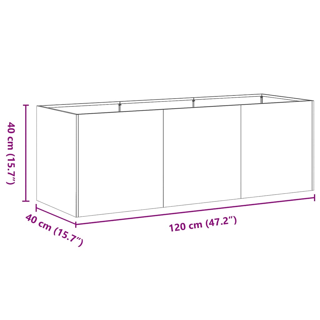 Plantenbak 120x40x40 cm koudgewalst staal zwart