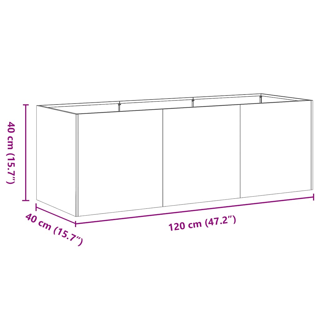 Plantenbak 120x40x40 cm koudgewalst staal olijfgroen